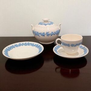 Wedgwood #2243 20th Century 40's-80's Embossed Queens Ware tea set serving piece